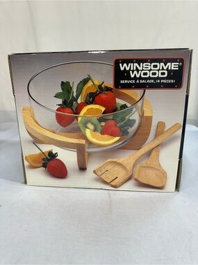 Vintage Winsome Wood 4-Piece Salad Set